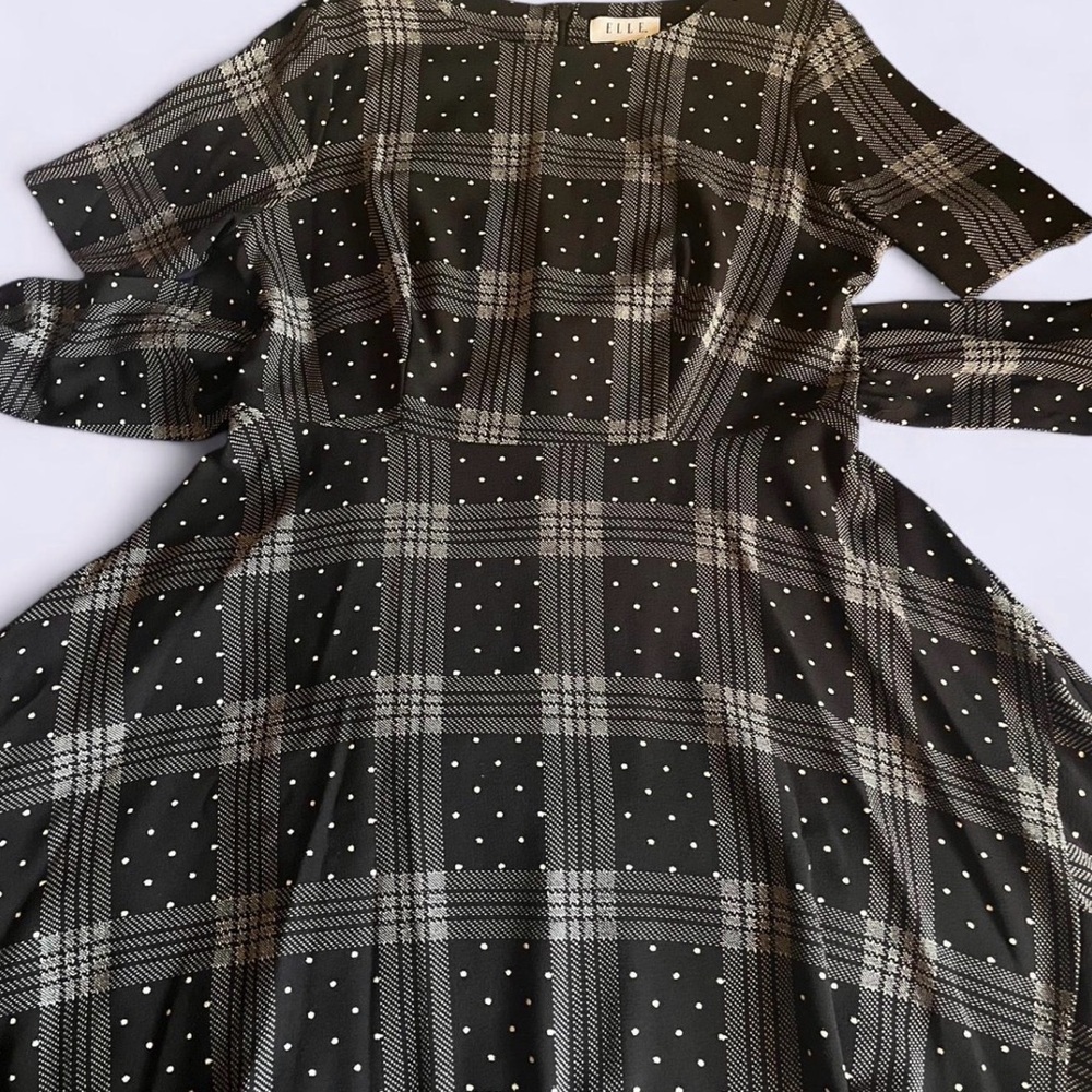Elle Black and White Checkered Dress